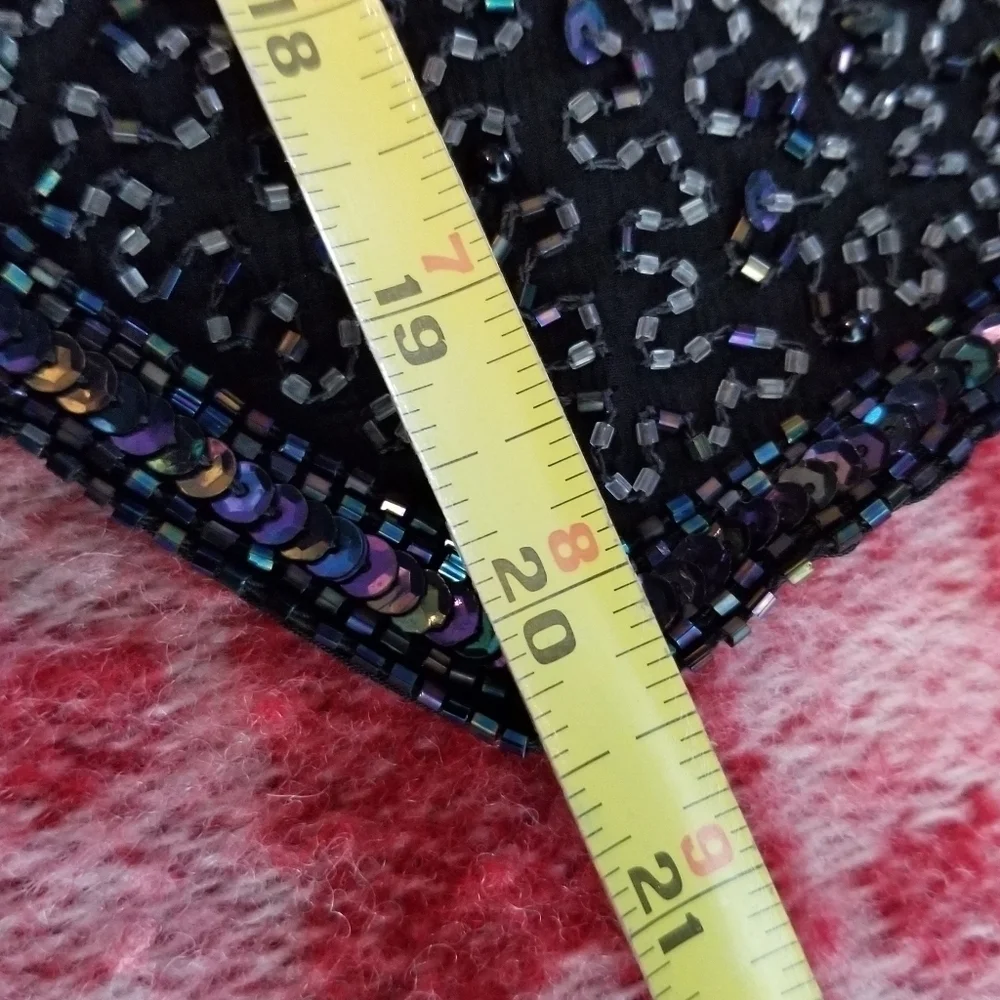 Amanda Smith Pure Silk Sequin Beaded Vest Size Large Stars Metallic Event Party